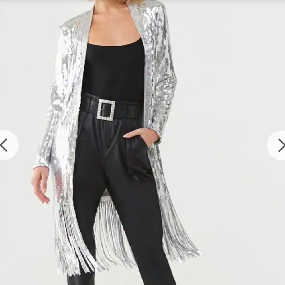 AMAZING BLING FRINGE SPARKLE DUSTER JACKET